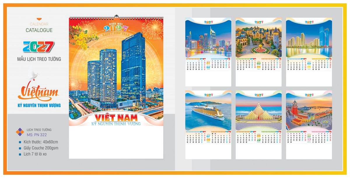 Lịch 7 Tờ Lò Xo TPNLX12 Quà Tặng Khuyến Mại Kích Cầu Cuối Năm