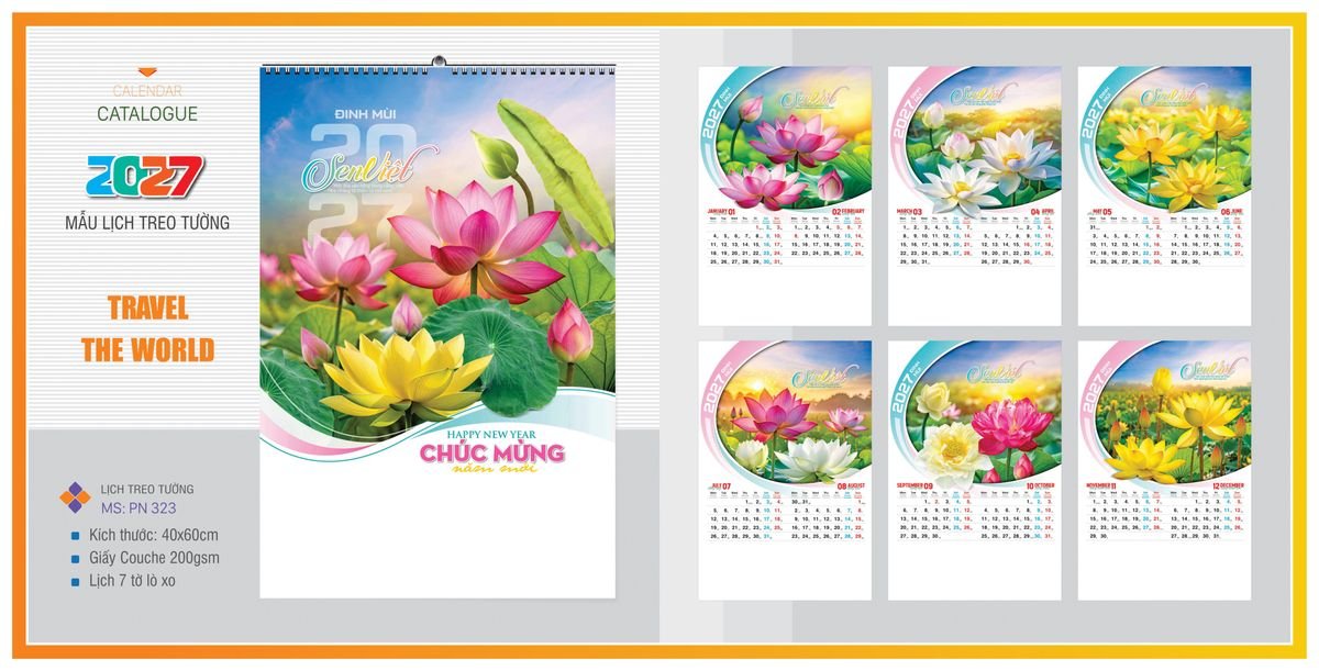 Lịch 7 Tờ Lò Xo TPNLX14 Quà Tặng Khuyến Mại Kích Cầu Cuối Năm