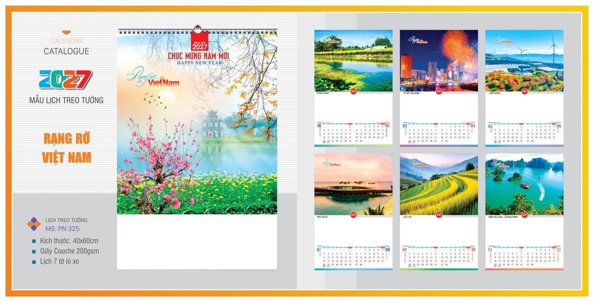 Lịch 7 Tờ Lò Xo TPNLX15 Quà Tặng Khuyến Mại Kích Cầu Cuối Năm