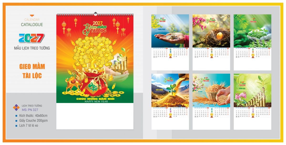 Lịch 7 Tờ Lò Xo TPNLX17 Quà Tặng Khuyến Mại Kích Cầu Cuối Năm