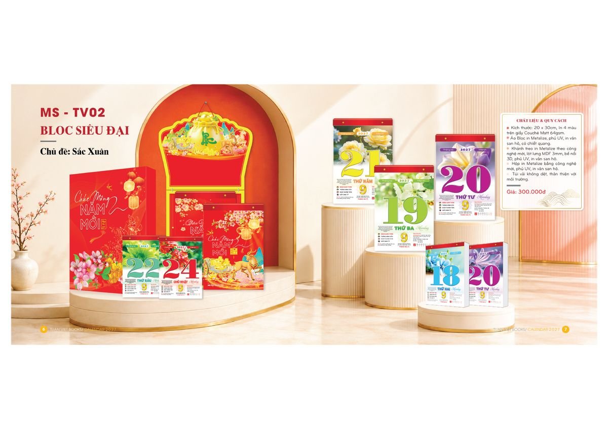 Lịch Bloc Cực Đại 2027 TV02 Quà Tặng Khuyến Mại Kích Cầu Cuối Năm