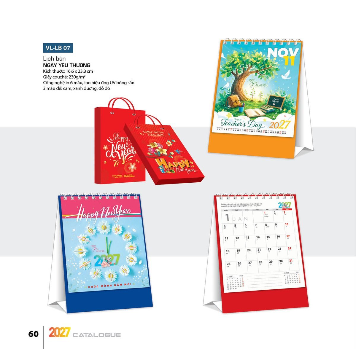 Lịch Để Bàn 2027 VL Mẫu VLLB07 (16 x 24 cm) Quà Tặng Khuyến Mại Kích Cầu Cuối Năm Lịch Để Bàn 2027 VL Mẫu VLLB07 (16 x 24 cm) Quà Tặng Khuyến Mại Kích Cầu Cuối Năm in logo doanh nghiệp quà tặng Tết tại Quà Tặng Khuyến Mại KM